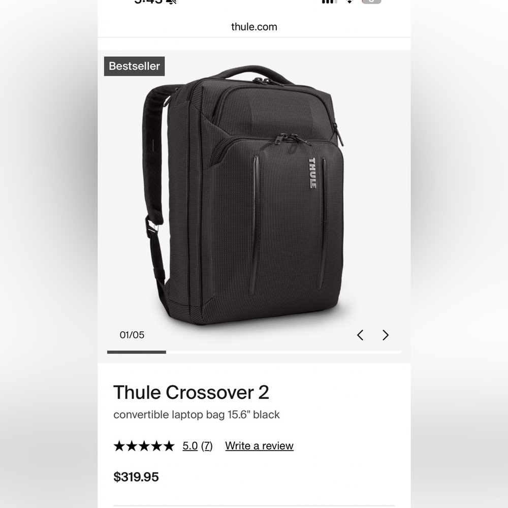 Thule Blue Convertible Laptop Backpack/Briefcase